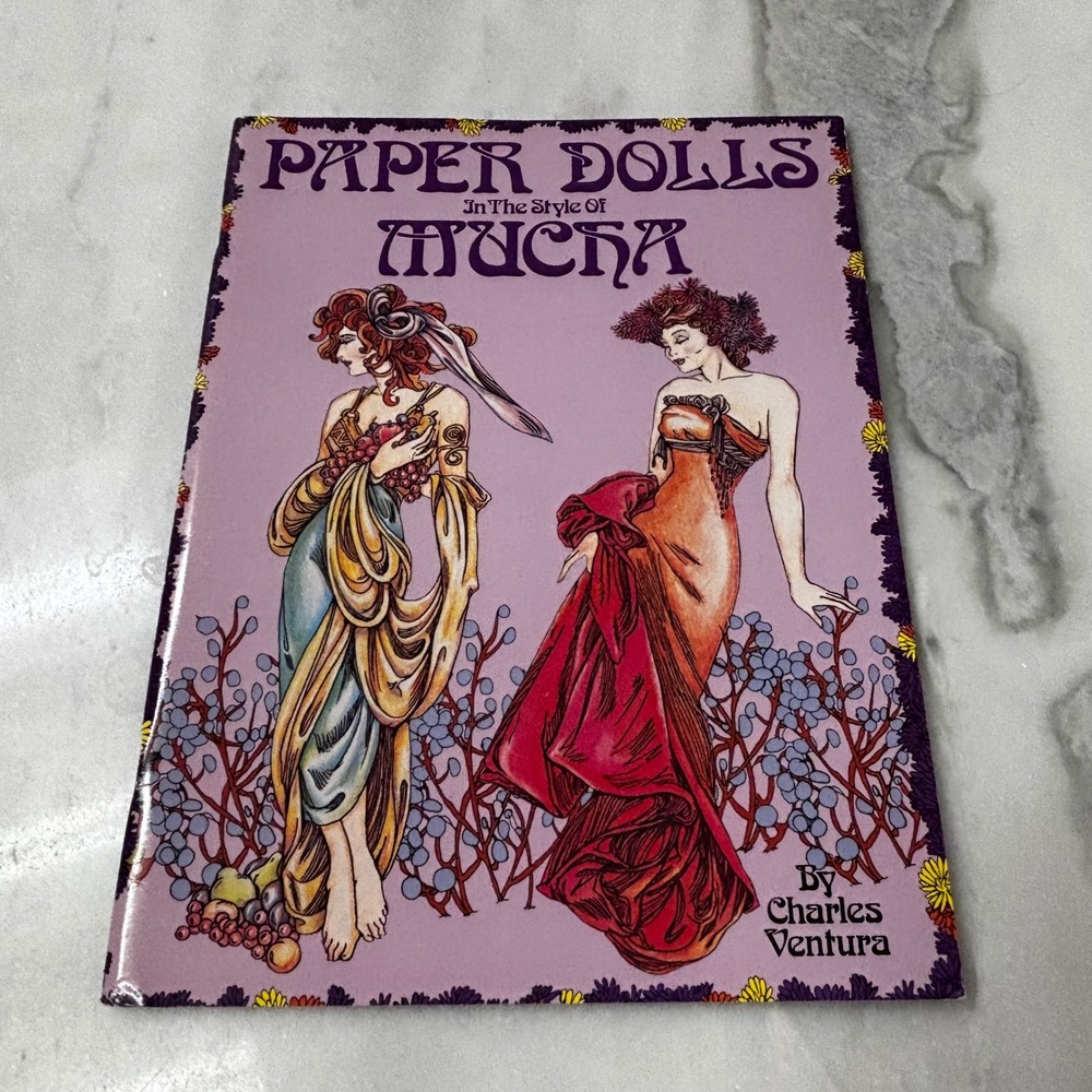 Paper Dolls in the Style of Mucha Charles Ventura 1990 Art Nouveau Vintage Book